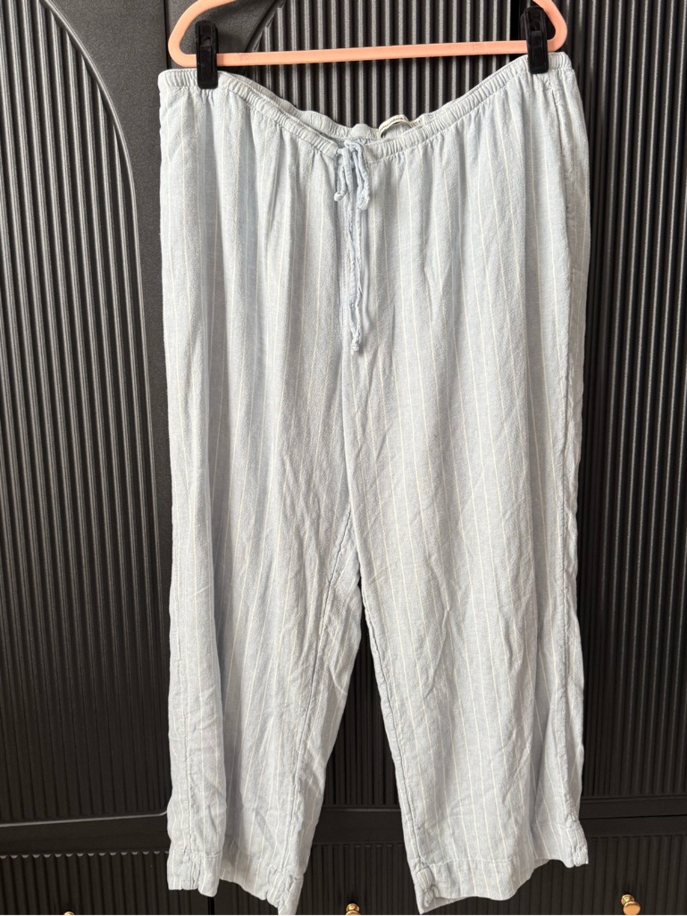 Abercrombie & Fitch Light Gray Pinstripe Drawstring Lounge Joggers